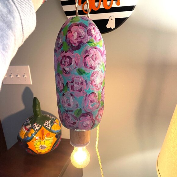 Hand Painted Lilly Pulitzer Style Buoy Light-Lilly Pulitzer Style Lamp-Hanging